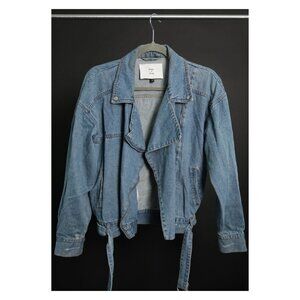 Cropped Denim Riding Jacket